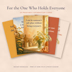 Five printable affirmation cards for women fanned out, For the One Who Holds Everyone deck