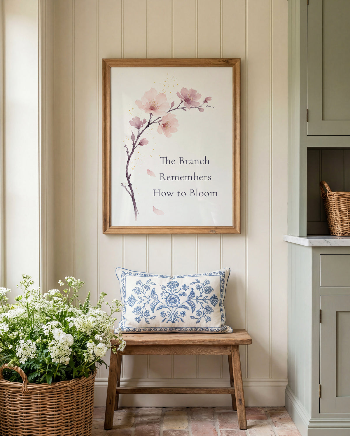 The Branch Remembers How to Bloom Poster, Cherry Blossom Wall Art Print. Unframed