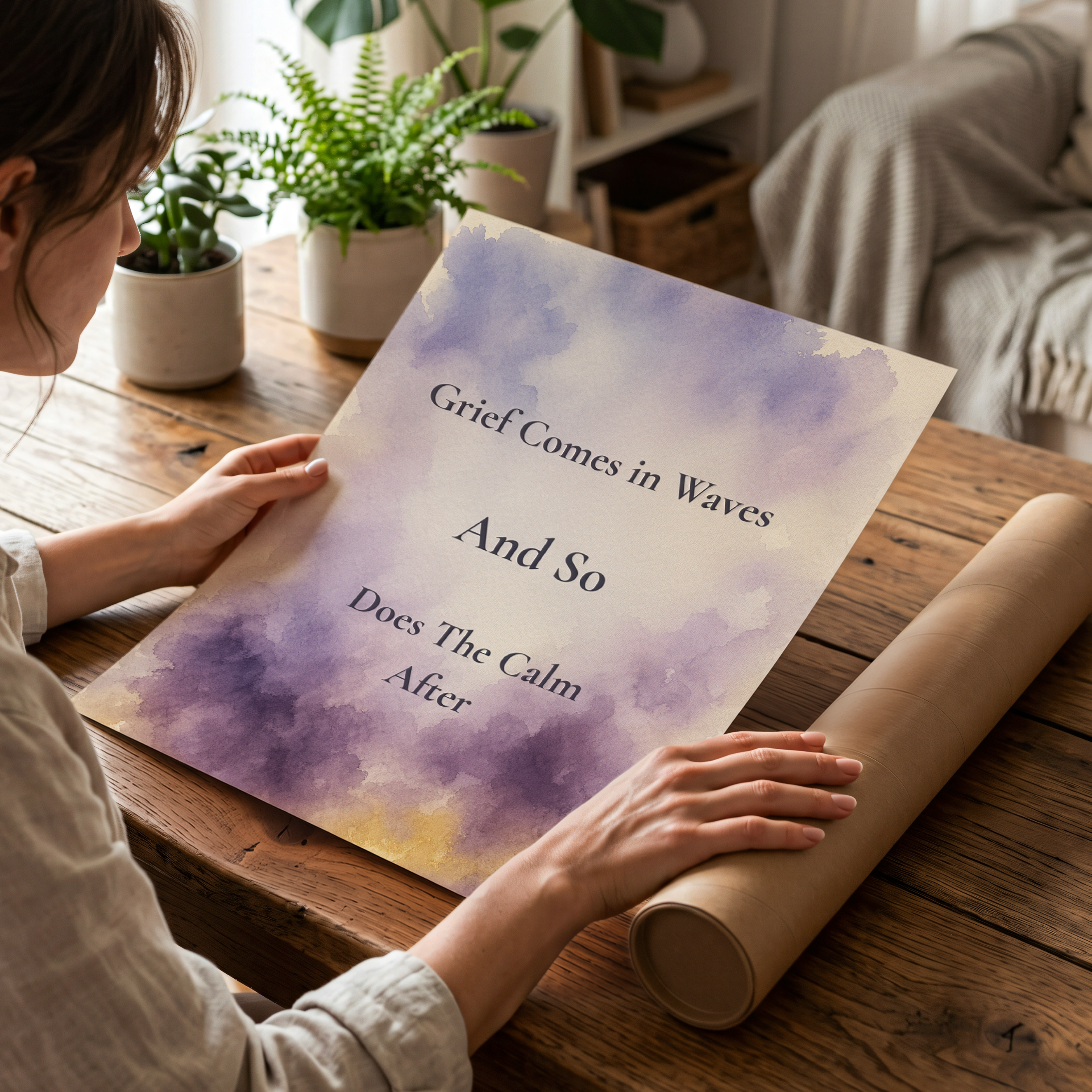 Grief Comes in Waves Poster. Grief & Loss Wall Art, Watercolor Memorial Print
