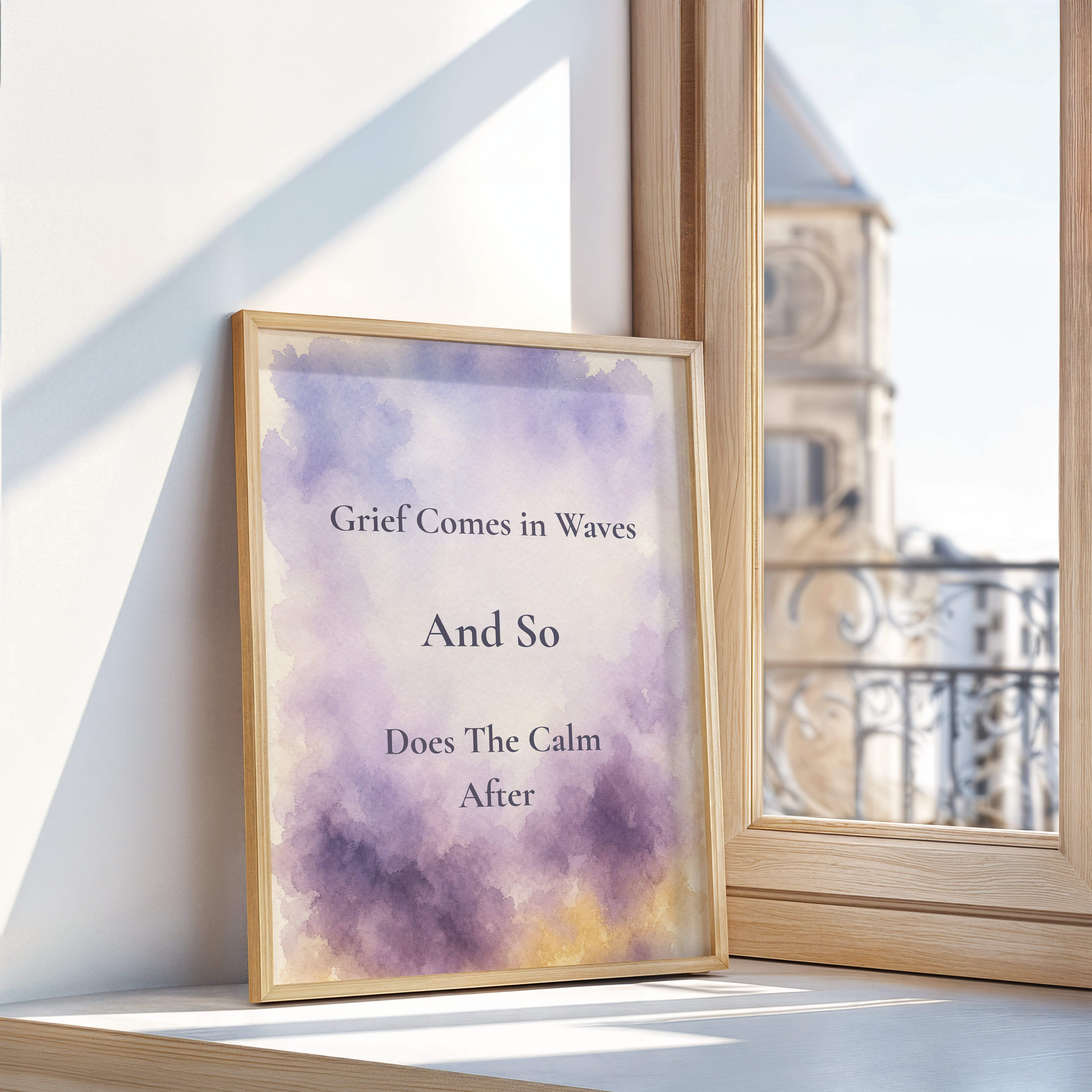 Grief Comes in Waves Poster. Grief & Loss Wall Art, Watercolor Memorial Print